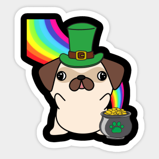 Funny pug celebrates st patricks day Sticker